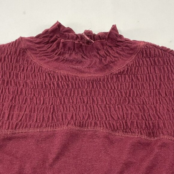 143 Story Line Up Sweater Blouse Women Size 3X Burgundy Smock Raw Long Sleeve - Picture 9 of 12
